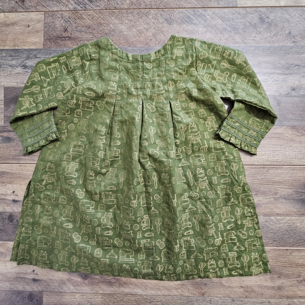 J. Girls Green Metallic Gold Sewing Patterned Tunic Dress Girls 6-7 Years Kurti - Picture 7 of 13
